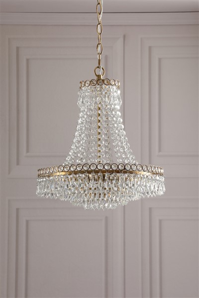 (image for) Laura Ashley Enid 5 Light Chandelier Faceted Glass and Matt Antique Brass